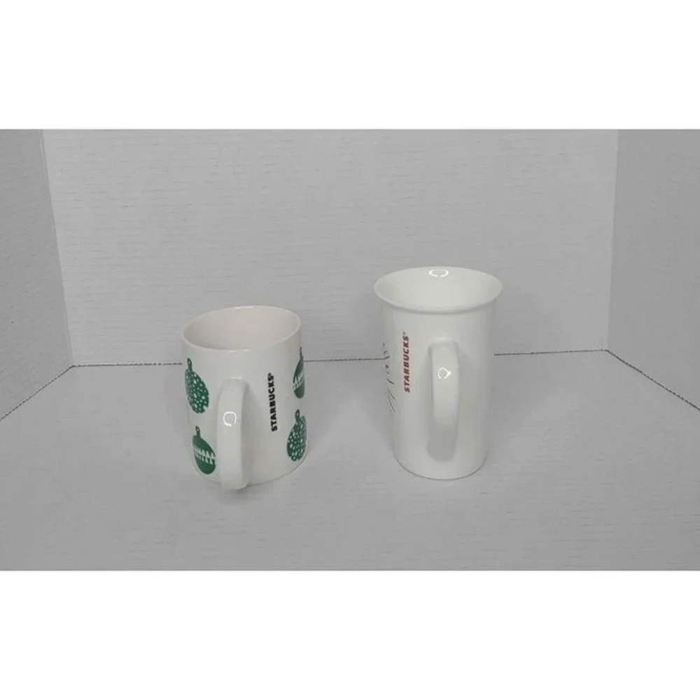 Starbucks Coffee Cups Set of 2 Green Christmas Tree Bells 2016 & Red Sta…